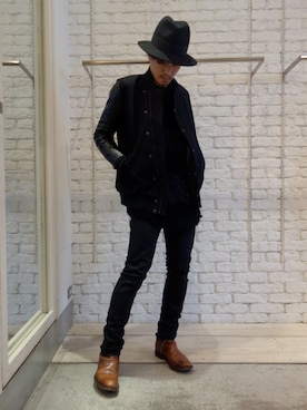 「LAD MUSICIAN（ラッドミュージシャン）のアイテム（スタジャン）」を使った、ONEPAIRさん（メンズ・173cm）の秋コーディネート