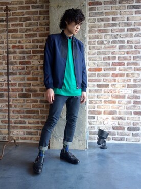 「JOHN LAWRENCE SULLIVAN（ジョンローレンスサリバン）のアイテム（ブルゾン）」を使った、ONEPAIRさん（メンズ・173cm）の冬コーディネート
