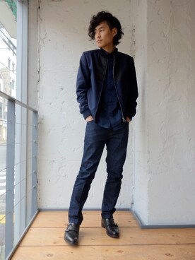 「JOHN LAWRENCE SULLIVAN（ジョンローレンスサリバン）のアイテム（ブルゾン）」を使った、ONEPAIRさん（メンズ・173cm）の春コーディネート