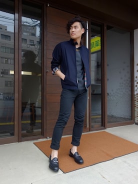 「N.HOOLYWOOD（N.ハリウッド）のアイテム（ブルゾン）」を使った、ONEPAIRさん（メンズ・173cm）の春コーディネート