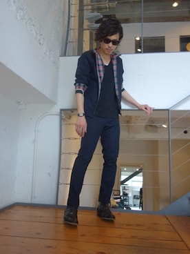 「N.HOOLYWOOD（N.ハリウッド）のアイテム（ブルゾン）」を使った、ONEPAIRさん（メンズ・173cm）の夏コーディネート