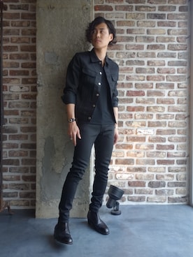 「JOHN LAWRENCE SULLIVAN（ジョンローレンスサリバン）のアイテム（デニムジャケット）」を使った、ONEPAIRさん（メンズ・173cm）の夏コーディネート