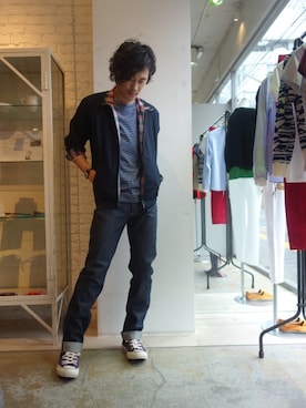 「N.HOOLYWOOD（N.ハリウッド）のアイテム（ブルゾン）」を使った、ONEPAIRさん（メンズ・173cm）の夏コーディネート