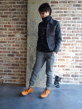 「JOHN LAWRENCE SULLIVAN（ジョンローレンスサリバン）のアイテム（デニムジャケット）」を使った、ONEPAIRさん（メンズ・173cm）の夏コーディネート