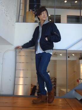 「N.HOOLYWOOD（N.ハリウッド）のアイテム（ブルゾン）」を使った、ONEPAIRさん（メンズ・173cm）の夏コーディネート