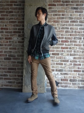 「N.HOOLYWOOD（N.ハリウッド）のアイテム（スタジャン）」を使った、ONEPAIRさん（メンズ・173cm）の夏コーディネート