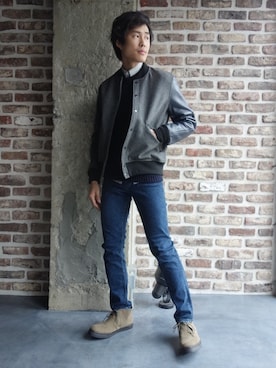 「N.HOOLYWOOD（N.ハリウッド）のアイテム（スタジャン）」を使った、ONEPAIRさん（メンズ・173cm）の秋コーディネート