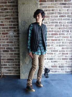 「nonnative（ノンネイティブ）のアイテム（ダウンベスト）」を使った、ONEPAIRさん（メンズ・173cm）の秋コーディネート