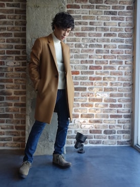 「N.HOOLYWOOD（N.ハリウッド）のアイテム（チェスターコート）」を使った、ONEPAIRさん（メンズ・173cm）の秋コーディネート