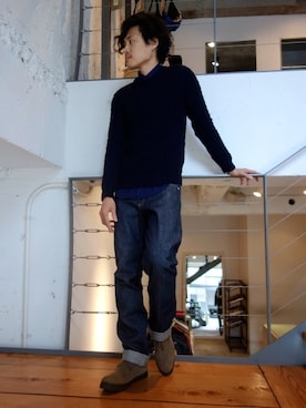 「N.HOOLYWOOD（N.ハリウッド）のアイテム（ブーツ）」を使った、ONEPAIRさん（メンズ・173cm）の秋コーディネート