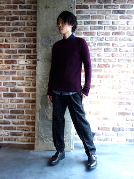 「JOHN LAWRENCE SULLIVAN（ジョンローレンスサリバン）のアイテム（スラックス）」を使った、ONEPAIRさん（メンズ・173cm）の秋コーディネート