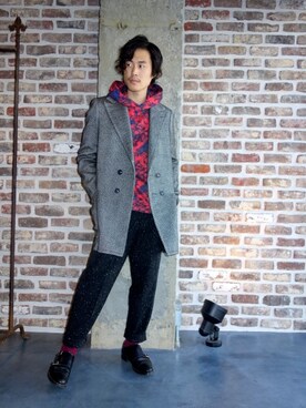 「JOHN LAWRENCE SULLIVAN（ジョンローレンスサリバン）のアイテム（スラックス）」を使った、ONEPAIRさん（メンズ・173cm）の秋コーディネート