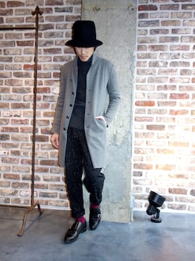 「TAKAHIROMIYASHITATheSoloIst.（タカヒロミヤシタザソロイスト）のアイテム（帽子）」を使った、ONEPAIRさん（メンズ・173cm）の冬コーディネート