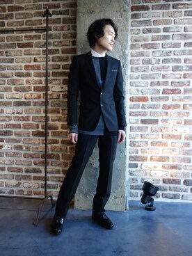 「N.HOOLYWOOD（N.ハリウッド）のアイテム（スラックス）」を使った、ONEPAIRさん（メンズ・173cm）の冬コーディネート