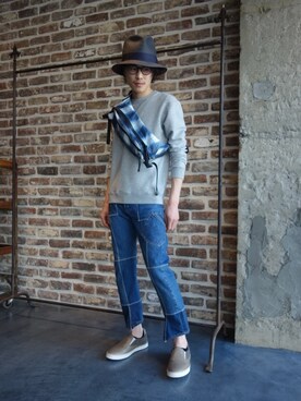 「TAKAHIROMIYASHITATheSoloIst.（タカヒロミヤシタザソロイスト）のアイテム（バッグ）」を使った、ONEPAIRさん（メンズ・173cm）の冬コーディネート