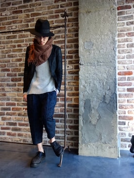 「 KAZUYUKI KUMAGAI　KB51-016　オイルキップシングルライダース」｜ONEPAIRさん（メンズ・173cm）の冬コーディネート