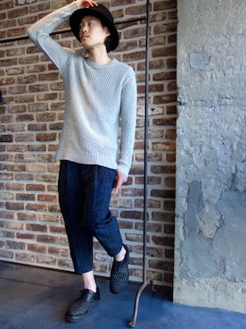 「KAZUYUKI KUMAGAI　KK51-077　リリアーン 1/3.3 クルーネックプルオーバー」｜ONEPAIRさん（メンズ・173cm）の冬コーディネート