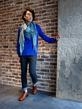 「アイテム（ストール/ショール）」を使った、ONEPAIRさん（メンズ・173cm・20代）の冬コーディネート