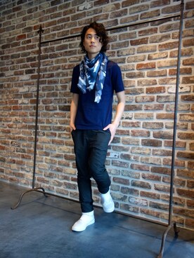 「アイテム（ストール/ショール）」を使った、ONEPAIRさん（メンズ・173cm・20代）の春コーディネート