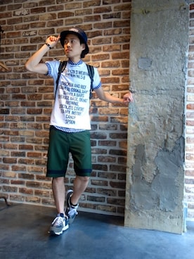 「N.HOOLYWOOD（N.ハリウッド）のアイテム（Tシャツ/カットソー）」を使った、ONEPAIRさん（メンズ・173cm）の春コーディネート