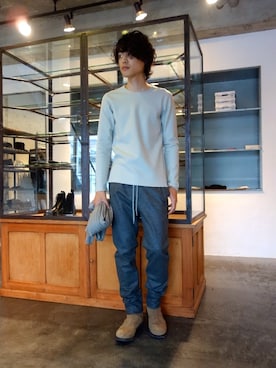 「 KAZUYUKI KUMAGAI　KA52-010　オイルスーパーバックススウェードワンピースサイドZIPブーツ」｜ONEPAIRさん（メンズ・173cm）の夏コーディネート