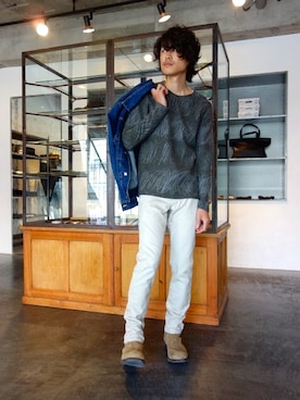 「 KAZUYUKI KUMAGAI　KA52-010　オイルスーパーバックススウェードワンピースサイドZIPブーツ」｜ONEPAIRさん（メンズ・173cm）の夏コーディネート