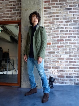 「アイテム（ミリタリージャケット）」を使った、ONEPAIRさん（メンズ・173cm）の夏コーディネート