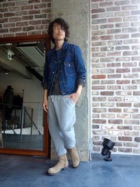 「ATTACHMENT（アタッチメント）のアイテム（デニムジャケット）」を使った、ONEPAIRさん（メンズ・173cm）の夏コーディネート