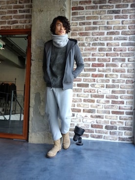 「 KAZUYUKI KUMAGAI　KB52-018　カシミア混ニットフラノZIP UP パーカー」｜ONEPAIRさん（メンズ・173cm）の秋コーディネート