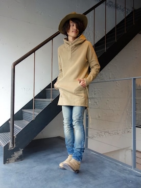 「nonnative（ノンネイティブ）のアイテム（帽子）」を使った、ONEPAIRさん（メンズ・173cm）の秋コーディネート