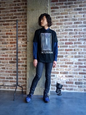 「JOHN LAWRENCE SULLIVAN（ジョンローレンスサリバン）のアイテム（シューズ）」を使った、ONEPAIRさん（メンズ・173cm）の冬コーディネート