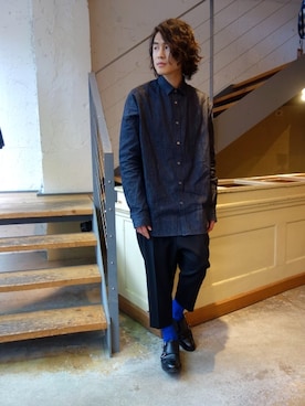 「JOHN LAWRENCE SULLIVAN（ジョンローレンスサリバン）のアイテム（トップス）」を使った、ONEPAIRさん（メンズ・173cm）の冬コーディネート