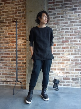 「KAZUYUKI KUMAGAI ATTACHMENT（カズユキクマガイアタッチメント）のアイテム（シャツ/ブラウス）」を使った、ONEPAIRさん（メンズ・173cm）の冬コーディネート