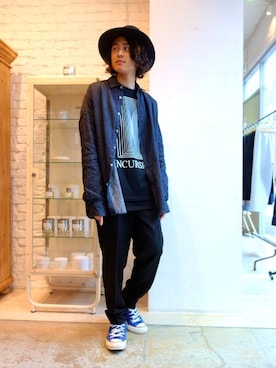 「JOHN LAWRENCE SULLIVAN（ジョンローレンスサリバン）のアイテム（スラックス）」を使った、ONEPAIRさん（メンズ・173cm）の冬コーディネート