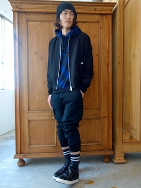 「JOHN LAWRENCE SULLIVAN（ジョンローレンスサリバン）のアイテム（ブルゾン）」を使った、ONEPAIRさん（メンズ・173cm）の冬コーディネート