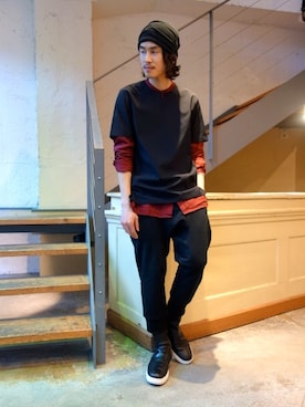 「ATTACHMENT（アタッチメント）のアイテム」を使った、ONEPAIRさん（メンズ・173cm）の冬コーディネート