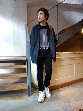 「N.HOOLYWOOD（N.ハリウッド）のアイテム（スニーカー）」を使った、ONEPAIRさん（メンズ・173cm）の春コーディネート