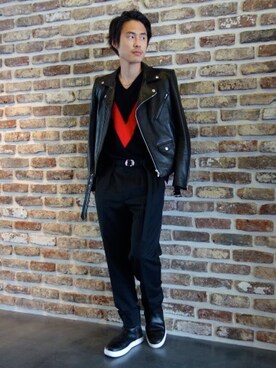 「JOHN LAWRENCE SULLIVAN（ジョンローレンスサリバン）のアイテム（スラックス）」を使った、ONEPAIRさん（メンズ・173cm）の春コーディネート