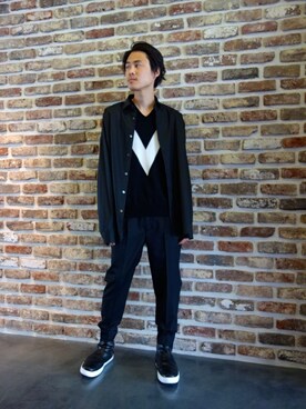 「JOHN LAWRENCE SULLIVAN（ジョンローレンスサリバン）のアイテム（スラックス）」を使った、ONEPAIRさん（メンズ・173cm）の春コーディネート
