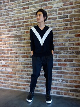 「JOHN LAWRENCE SULLIVAN（ジョンローレンスサリバン）のアイテム（スラックス）」を使った、ONEPAIRさん（メンズ・173cm）の春コーディネート