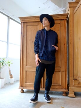 「UNUSED」｜「アイテム（ブルゾン）」を使った、ONEPAIRさん（メンズ・173cm）の春コーディネート