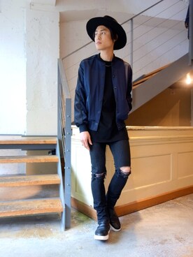 「N.HOOLYWOOD（N.ハリウッド）のアイテム（ブルゾン）」を使った、ONEPAIRさん（メンズ・173cm）の春コーディネート