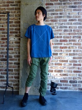「N.HOOLYWOOD（N.ハリウッド）のアイテム（スニーカー）」を使った、ONEPAIRさん（メンズ・173cm）の春コーディネート
