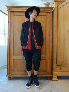 「JOHN LAWRENCE SULLIVAN（ジョンローレンスサリバン）のアイテム（ブルゾン）」を使った、ONEPAIRさん（メンズ・173cm）の春コーディネート