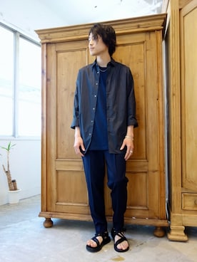 「N.HOOLYWOOD（N.ハリウッド）のアイテム（サンダル）」を使った、ONEPAIRさん（メンズ・173cm）の春コーディネート