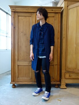 「ATTACHMENT（アタッチメント）のアイテム（その他アウター）」を使った、ONEPAIRさん（メンズ・173cm）の春コーディネート