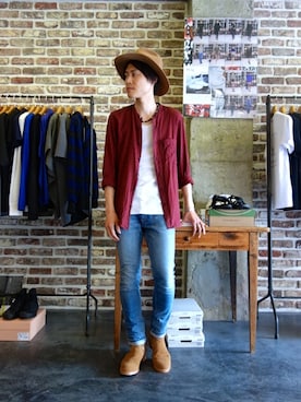 「ATTACHMENT（アタッチメント）のアイテム」を使った、ONEPAIRさん（メンズ・173cm）の夏コーディネート