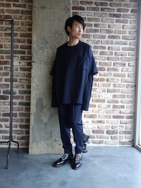 「JOHN LAWRENCE SULLIVAN（ジョンローレンスサリバン）のアイテム（トップス）」を使った、ONEPAIRさん（メンズ・173cm）の夏コーディネート