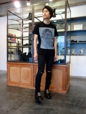 「N.HOOLYWOOD（N.ハリウッド）のアイテム（Tシャツ/カットソー）」を使った、ONEPAIRさん（メンズ・173cm）の夏コーディネート