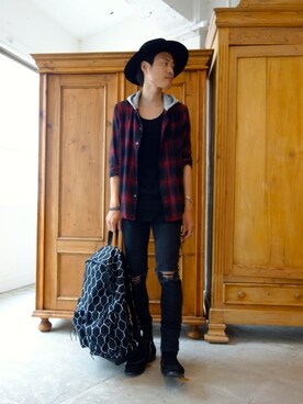 「 ハット」｜「アイテム（ブーツ）」を使った、ONEPAIRさん（メンズ・173cm）の夏コーディネート